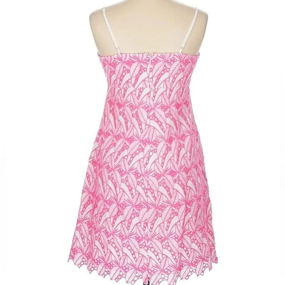 Crown & Ivy Women's Neon Pink Lace Overlay Mini Dress Size 6 100% cotton - Picture 3 of 7